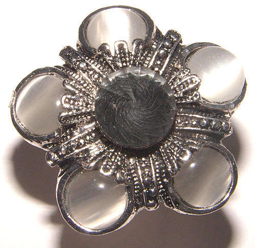 ''ADJUSTABLE'' - BIG AND BOLD DRESS RING WITH CAT'S EYES AND RHINESTONES!