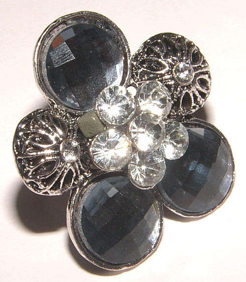 ``ADJUSTABLE`` - BIG AND BOLD DRESS RING WITH LUCITE AND RHINESTONES!