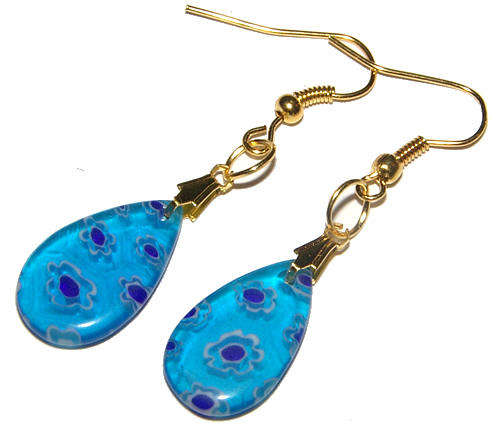 ***NEW!*** BEAUTIFUL MILLEFIORI GLASS DANGLING  EARRINGS!!!