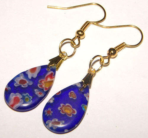 ***NEW!*** BEAUTIFUL MILLEFIORI GLASS DANGLING EARRINGS!!!