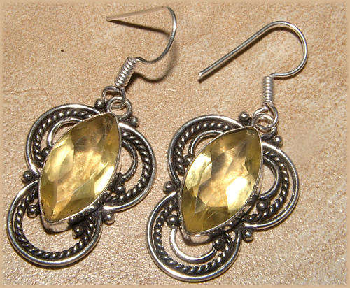IMPORTED FROM INDIA!! - GORGEOUS NATURAL CITRINES IN STERLING SILVER EARRINGS!!