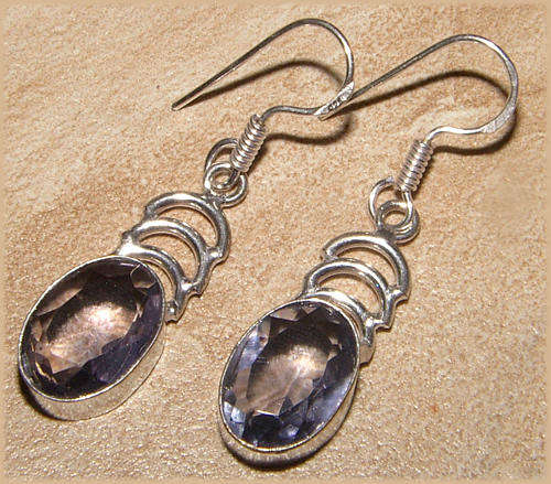 IMPORTED FROM INDIA!! - GORGEOUS NATURAL AMETHYSTS IN STERLING SILVER EARRINGS!!