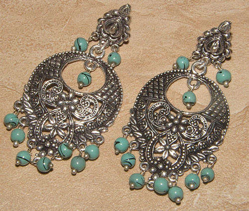 ANOTHER FIRST ON BIDORBUY!! - GORGEOUS GEMSTONE JHUMKA/JHUMKI EARRINGS IN STERLING SILVER!