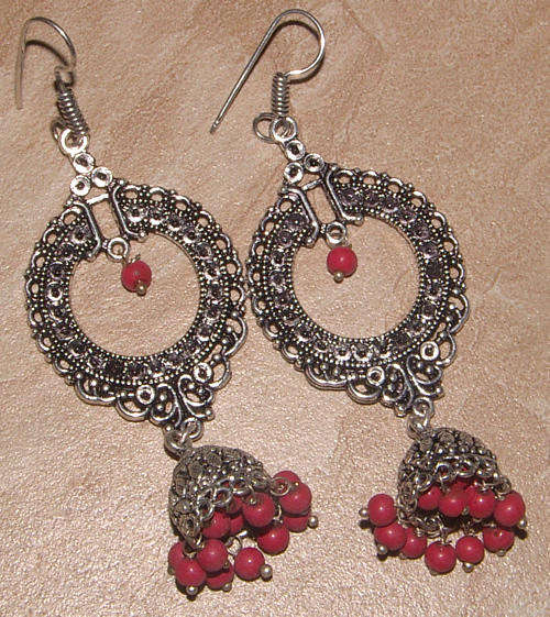 ANOTHER FIRST ON BIDORBUY!! - GORGEOUS GEMSTONE JHUMKA/JHUMKI EARRINGS IN STERLING SILVER!