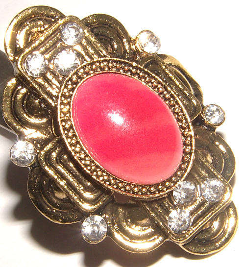***ADJUSTABLE*** GORGEOUS BRONZE RING WITH MOCK GEMSTONE AND RHINESTONES
