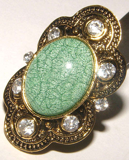***ADJUSTABLE*** GORGEOUS BRONZE RING WITH MOCK GEMSTONE AND RHINESTONES