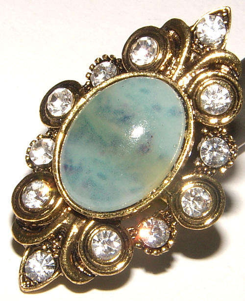 ***ADJUSTABLE*** GORGEOUS BRONZE RING WITH MOCK GEMSTONE AND RHINESTONES