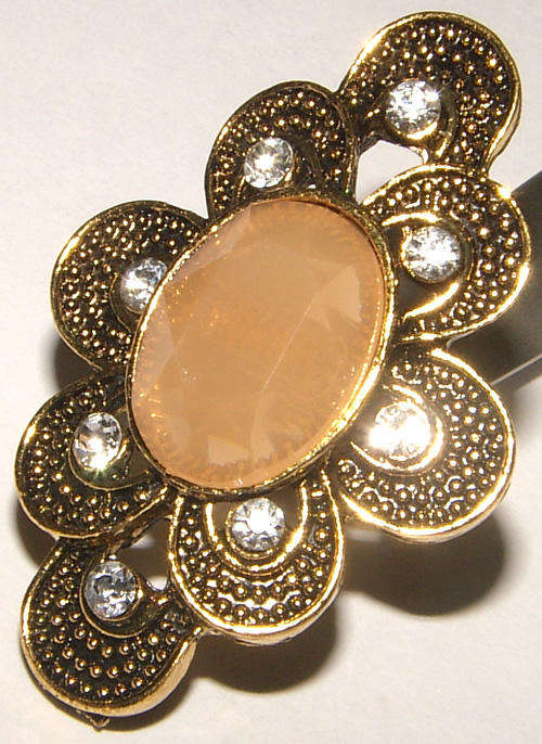 ***ADJUSTABLE*** GORGEOUS BRONZE RING WITH MOCK GEMSTONE AND RHINESTONES