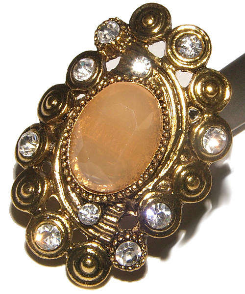 ***ADJUSTABLE*** GORGEOUS BRONZE RING WITH MOCK GEMSTONE AND RHINESTONES