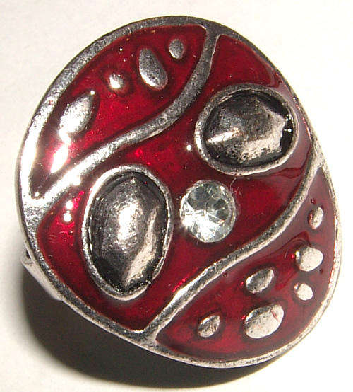 **ENAMEL RANGE**  BEAUTIFUL ADJUSTABLE RHINESTONE AND ENAMEL DRESS RING!