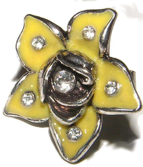 **ENAMEL RANGE**  BEAUTIFUL ADJUSTABLE RHINESTONE AND ENAMEL DRESS RING!