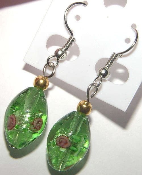 ***NEW!*** BEAUTIFUL MURANO GLASS FLOWER DANGLING  EARRINGS!!!