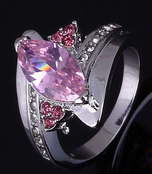 ***WOAW!!!***STUNNING PINK SAPPHIRES WHITE GOLD DRESS RING!!!