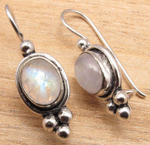 IMPORTED FROM INDIA!! - GORGEOUS MOONSTONES STERLING SILVER EARRINGS!!