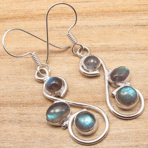 IMPORTED FROM INDIA!! - GORGEOUS NATURAL LABRADORITES IN STERLING SILVER EARRINGS!!