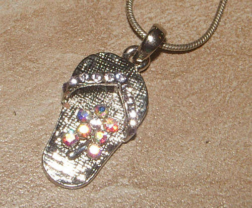 PRETTY RHINESTONE FLIP-FLOP PENDANT -- CUTE!