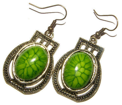 ***FASHION COLLECTION!!*** DANGLING EARRINGS WITH CREATED GEMSTONES SET IN BRONZE!!!