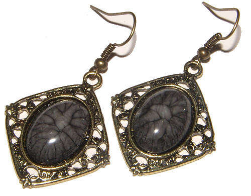 ***FASHION COLLECTION!!*** DANGLING EARRINGS WITH CREATED GEMSTONES SET IN BRONZE!!!