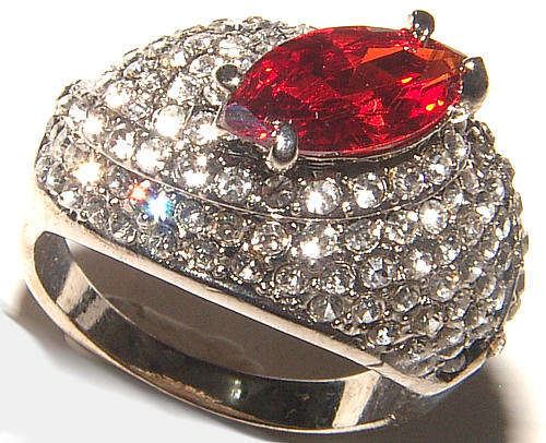 ^-^  SPARKLING LADIES DRESS RING WITH CUBIC ZIRCONIUM  AND RHINESTONES! ^-^