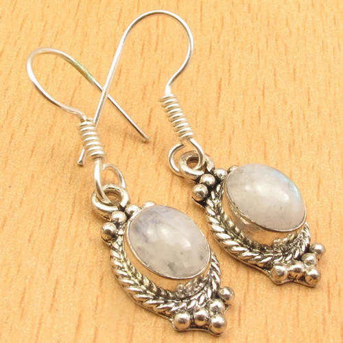 IMPORTED FROM INDIA!! - GORGEOUS MOONSTONES STERLING SILVER EARRINGS!!