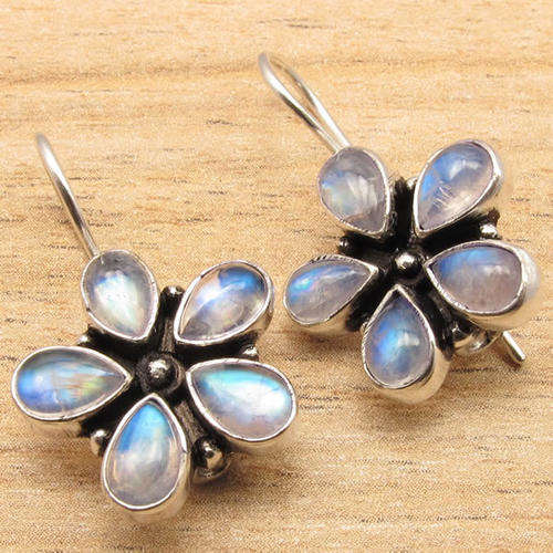 IMPORTED FROM INDIA!! - GORGEOUS MOONSTONES STERLING SILVER EARRINGS!!