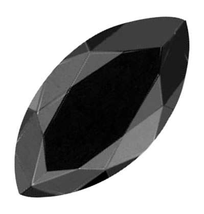 CUBIC ZIRCONIUM - JET BLACK MARQUISE FACETED  -  2.13cts.