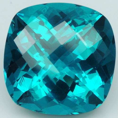 NATURAL TOPAZ -  PARAIBA COLOUR CUSHION CUT WITH CHECKERBOARD - 2.270cts!!