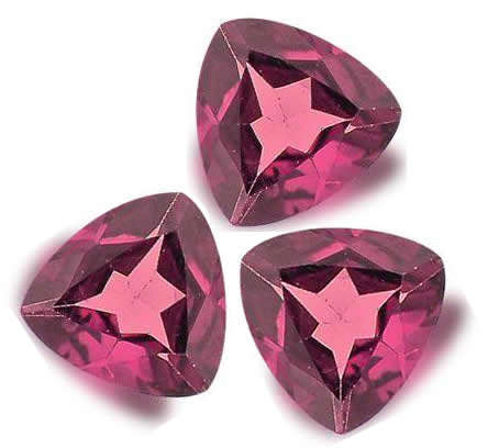 NATURAL RHODOLITE GARNET PARCEL OF 3 -  RASPBERRY PINK TRILLIANT CUT  - 1.545cts