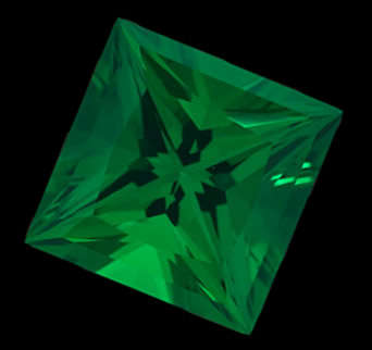 EMERALD SIMULANT  - TOP EMERALD GREEN PRINCESS CUT - 2.70cts