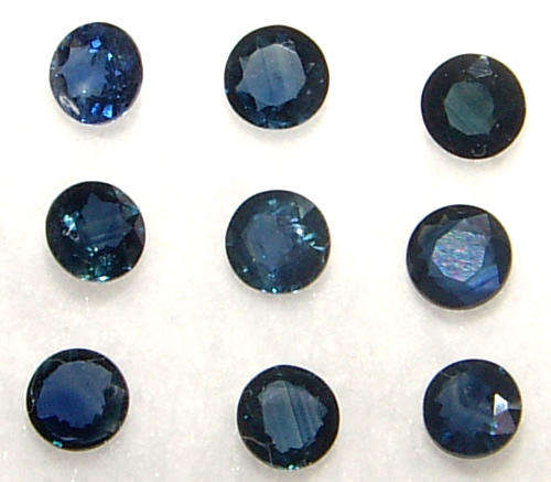 SAPPHIRES PARCEL OF 9 - DEEP INTENSE BLUE ROUND CUT - 2.570cts