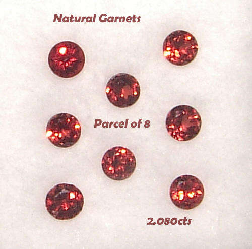NATURAL GARNET PARCEL OF 8 - ROUND CUT - 1.675cts