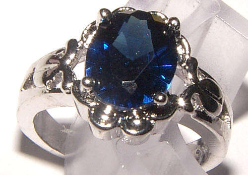 ***SWEET!!!*** GORGEOUS SAPPHIRE  IN WHITE GP COCKTAIL RING!!!