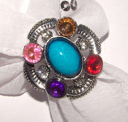 ***FAIRYTALE COLLECTION*** GORGEOUS TURQUOISE AND RHINESTONE ADJUSTABLE DRESS RING.