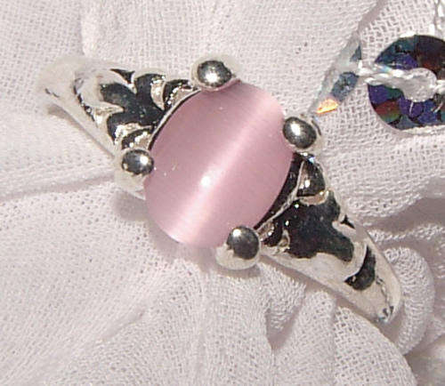 SIZE P 1/2 - PRETTY NATURAL CAT'S EYE DRESS RING - NEW