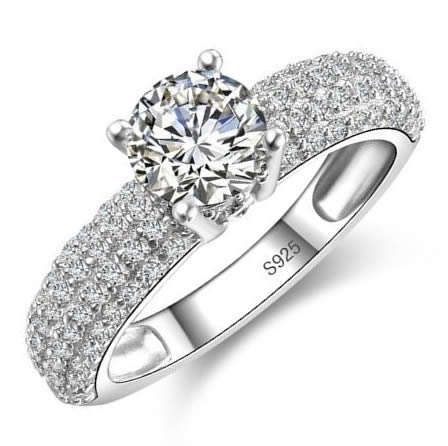 ***SIZE 8.5***STUNNING DIAMOND SIMULANT PAVE SOLITAIRE RING!!!