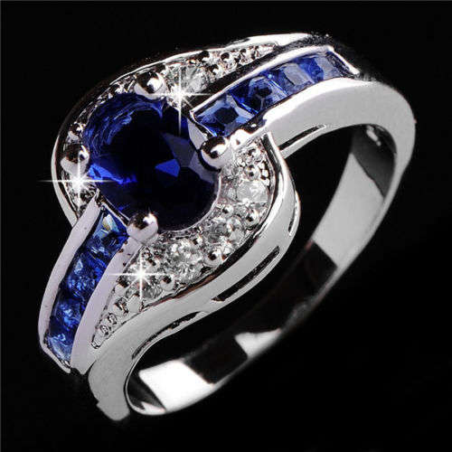 ***WOAW!!!***STUNNING SAPPHIRES AND DIAMONDS WHITE GOLD RING!!!