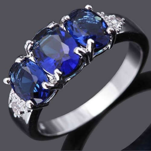 ***WOAW!!!***STUNNING SAPPHIRES AND DIAMONDS WHITE GOLD RING!!!