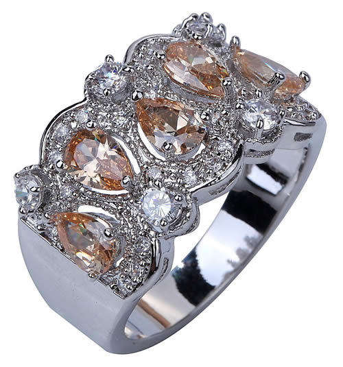 *** SIZE 9 ***STUNNING MORGANITE AND TOPAZ STERLING SILVER RING!!!