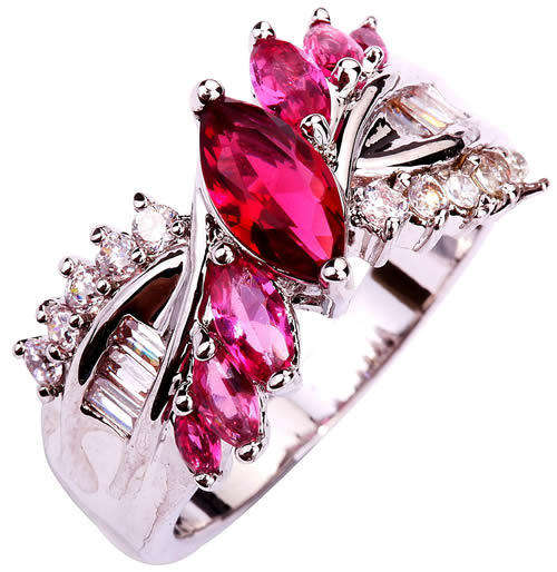 *** SIZE 6 ***STUNNING RUBY AND TOPAZ STERLING SILVER RING!!!