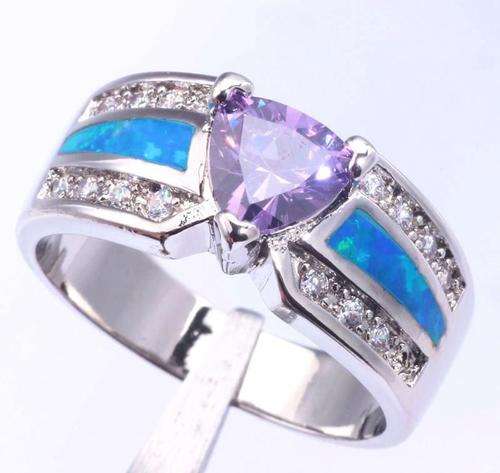 GORGEOUS!! - AMETHYST AND BLUE OPALS STERLING SILVER RING!!