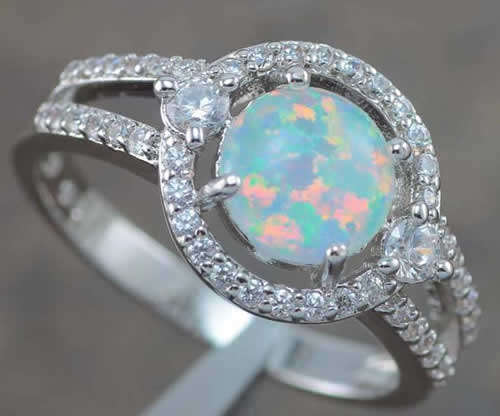 BIG SIZE!! - FIRE OPAL AND WHITE TOPAZ STERLING SILVER RING!!