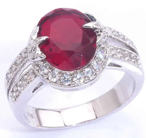 ***SIZE 7 ***STUNNING RUBY AND ZIRCON STERLING SILVER RING!!!