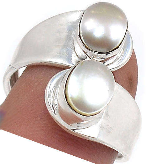 ***WOAW!!!*** GORGEOUS MABE PEARLS IN SOLID STERLING SILVER RING!!!