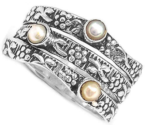 ***WOAW!!!*** GORGEOUS NATURAL PEARLS IN SOLID STERLING SILVER RING!!!