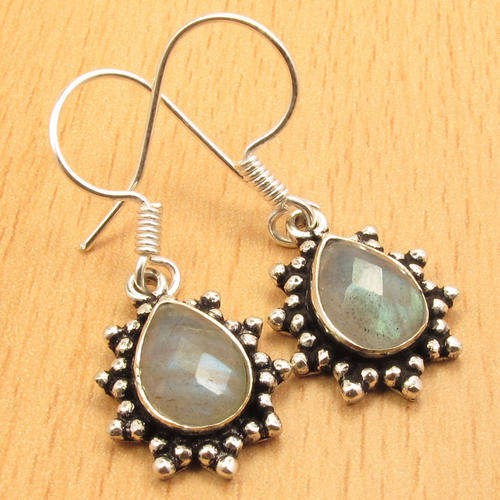 INDIA RANGE!! - GORGEOUS NATURAL LABRADORITES IN STERLING SILVER EARRINGS!!