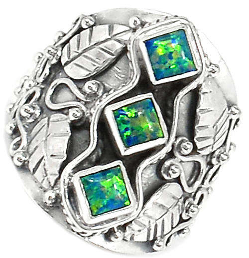 ***WOAW!!!*** GORGEOUS FIRE OPALS IN SOLID STERLING SILVER RING!!!