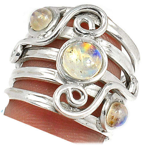 ***WOAW!!!*** GORGEOUS NATURAL RAINBOW MOONSTONE IN SOLID STERLING SILVER RING!!!