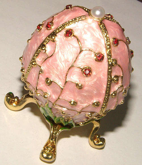***GORGEOUS!!!***PRETTY 'FABERGE' EGG TRINKET BOX WITH GEMSTONES AND ENAMEL