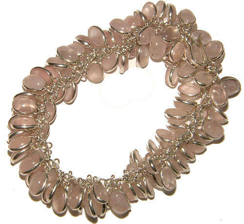 ***GORGEOUS!***BEAUTIFUL ROSE QUARTZ SOLID STERLING SILVER BRACELET!
