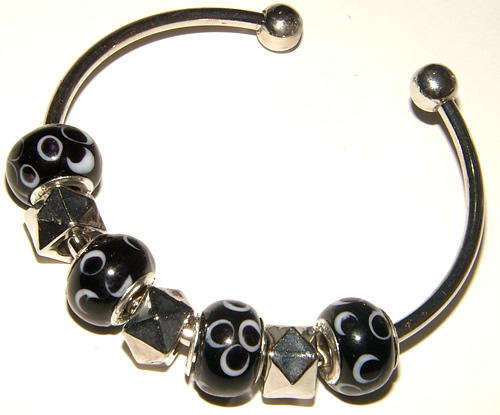 ***CHARM-ING!*** SILVER EUROPEAN STYLE CHARM CUFF BRACELET - ADORABLE!